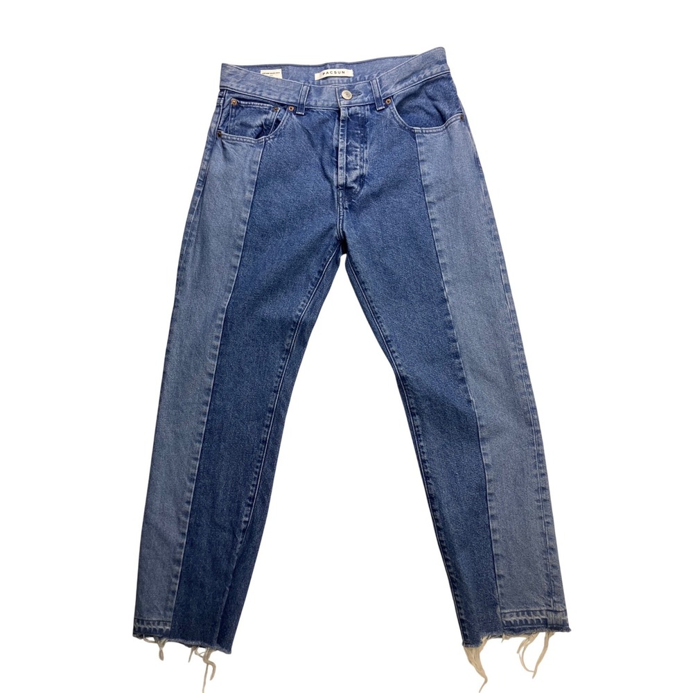 PacSun Vintage Loose Crop Jeans Womens 30 Blue Two Tone Paneled Denim